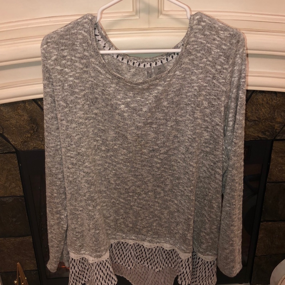 Gray Marbled Shirt with Dressy Trim